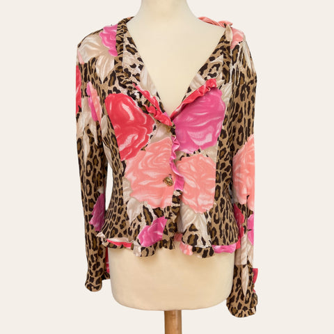 Floral and leopard print blouse