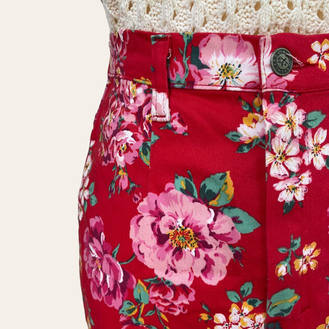 Floral print denim skirt