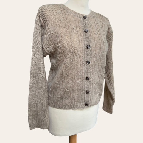 Woolen cable cardigan