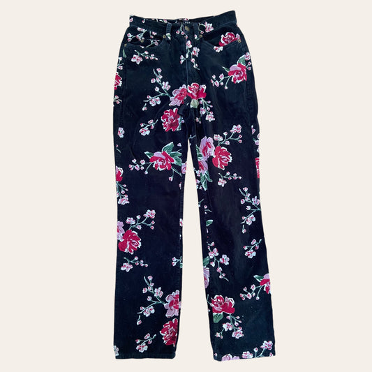 Floral print velvet pants