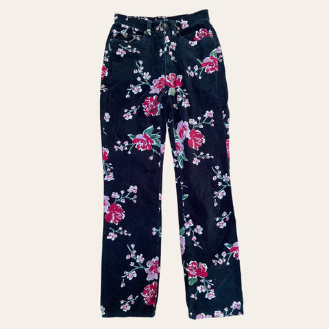 Pantalon velours imprimé floral