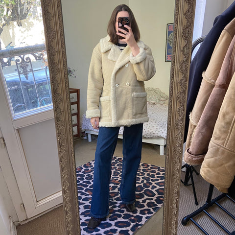 Manteau effet peau lainée