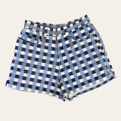 Short en jean imprimé vichy