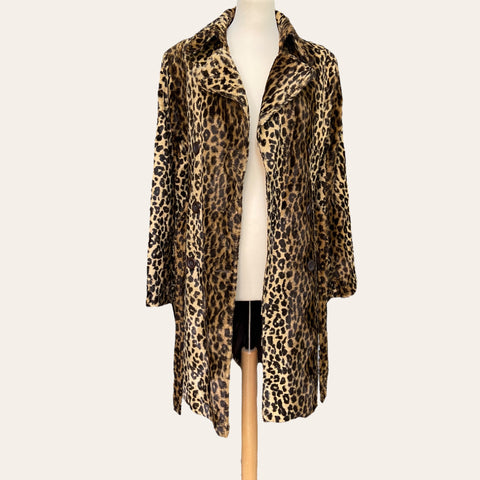 Leopard fur trench coat