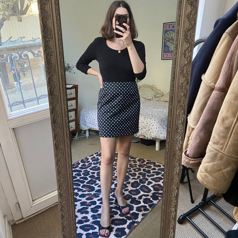 Polka dot print mini skirt