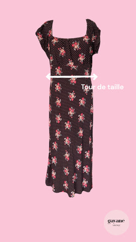 Robe midi à pois et fleurs