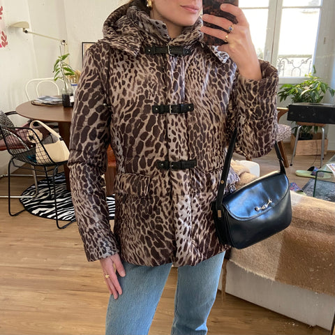 Leopard print down jacket