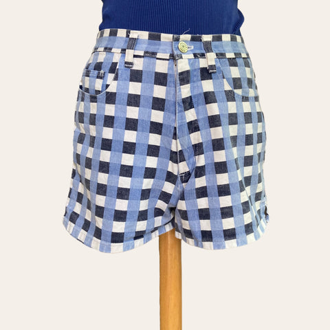 Short en jean imprimé vichy