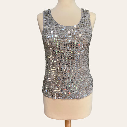 Silver Beaded Tank Top