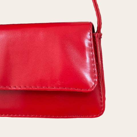 Sac type baguette rouge vernis