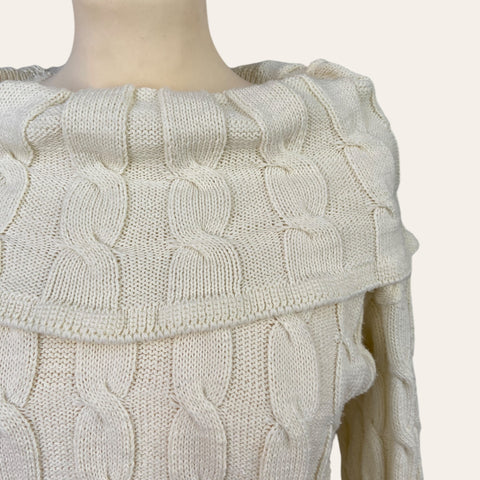 Cable-knit sweater with drop neck