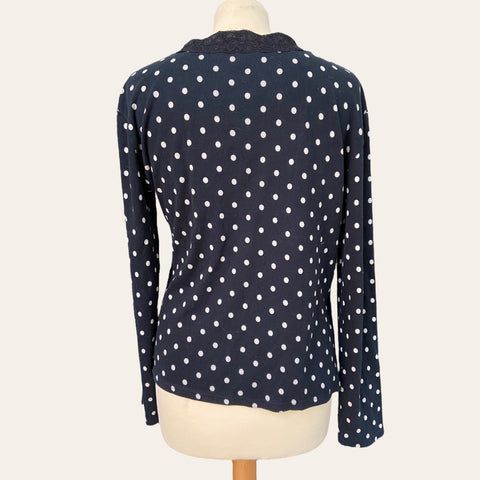 Polka dot and lace cardigan