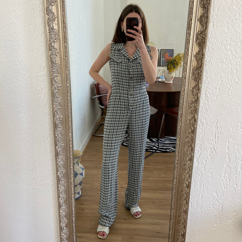 Checkered print jumpsuit