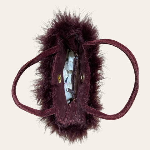 Mini sac en velours et plumes