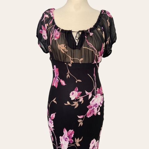 Floral print mid-length dress