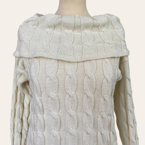 Cable-knit sweater with drop neck