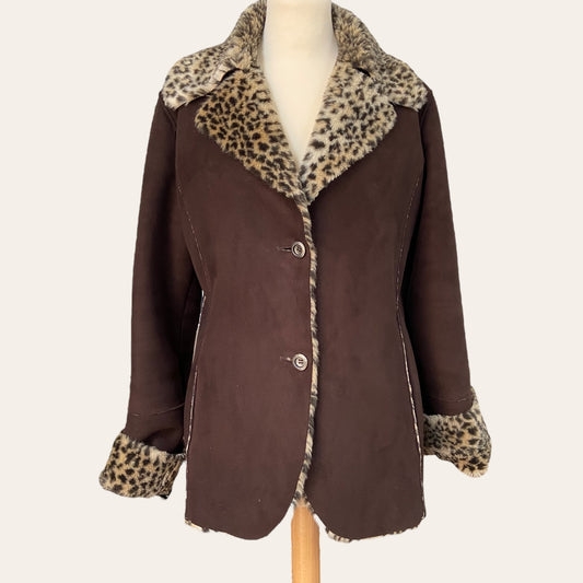 Leopard print fur coat