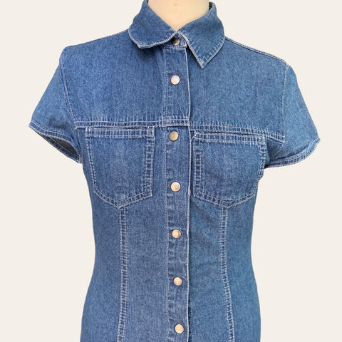 Robe boutonnée mini en jean