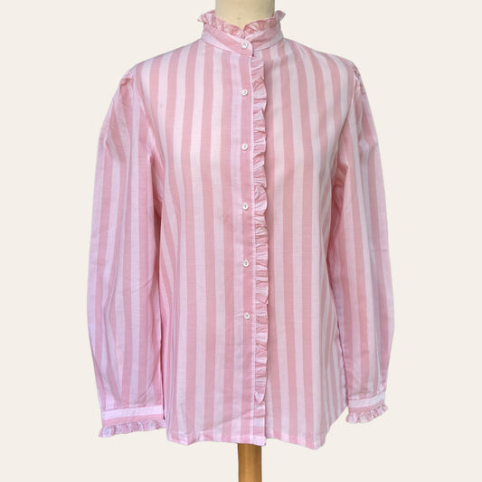 Striped and ruffled shirt