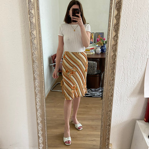 Striped print midi skirt