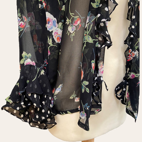 Blouse cache-cœur imprimé floral et pois