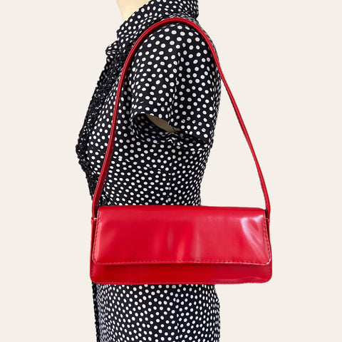 Sac type baguette rouge vernis