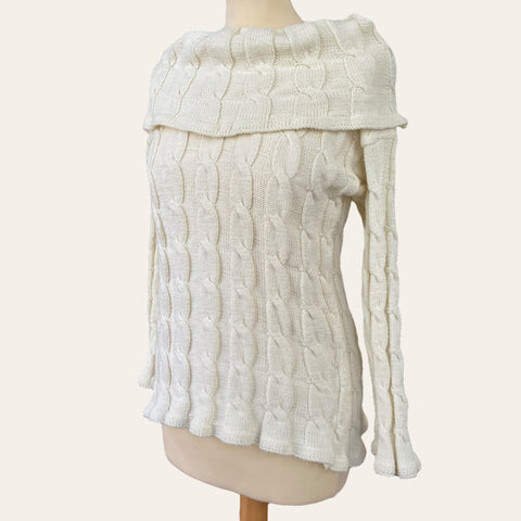 Cable-knit sweater with drop neck