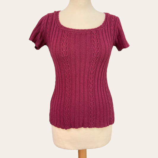 Openwork knit top with square neck