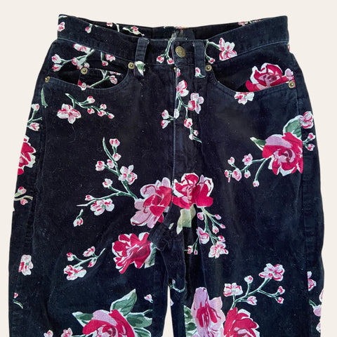 Pantalon velours imprimé floral