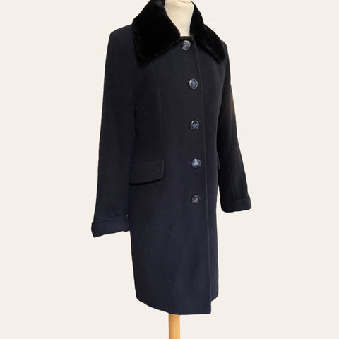 Manteau en laine et fourrure