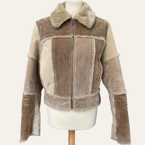 Manteau patchwork en cuir