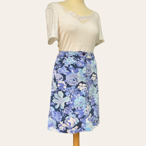 Jupe denim imprimé floral