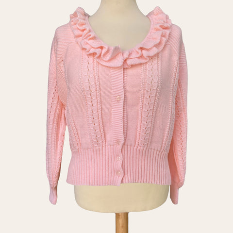 Ruffled openwork cardigan