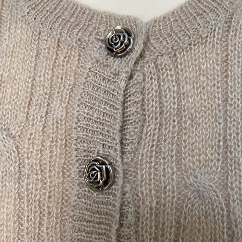 Woolen cable cardigan