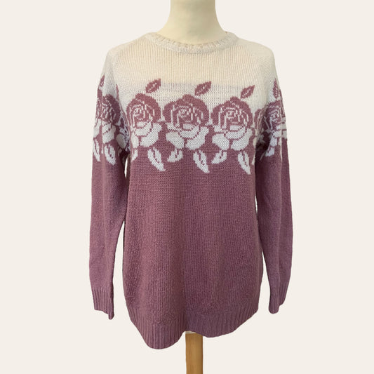 Rose print knitted sweater