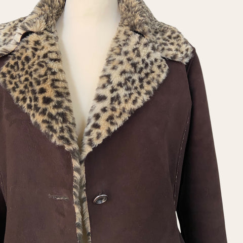 Leopard print fur coat