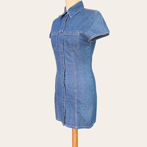 Robe boutonnée mini en jean