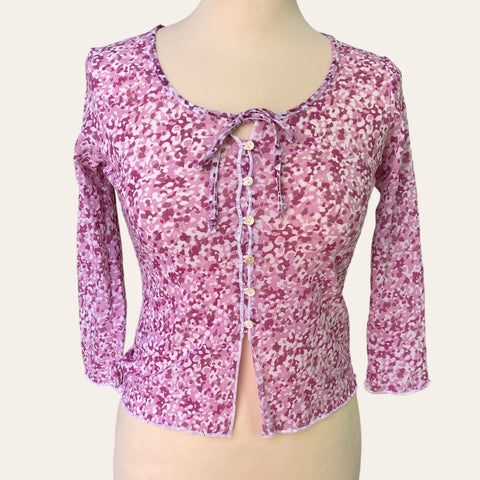 Blouse imprimé floral en mesh