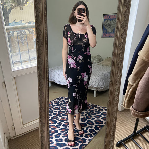 Floral print mid-length dress