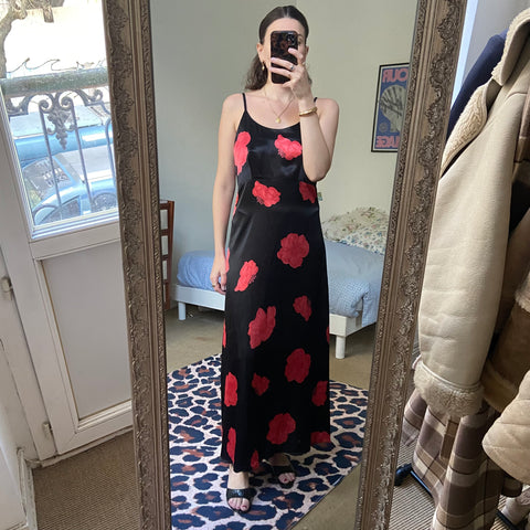 Robe longue satinée