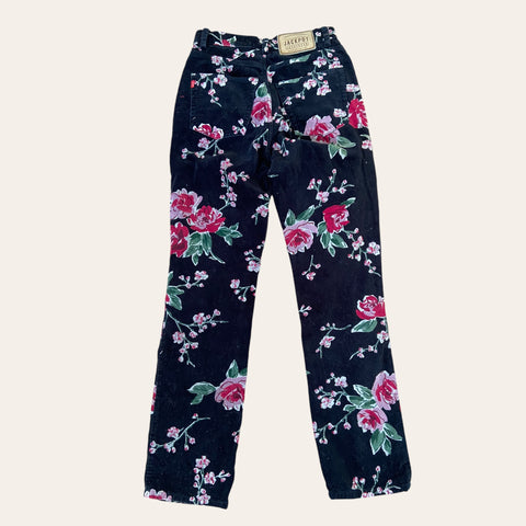 Pantalon velours imprimé floral