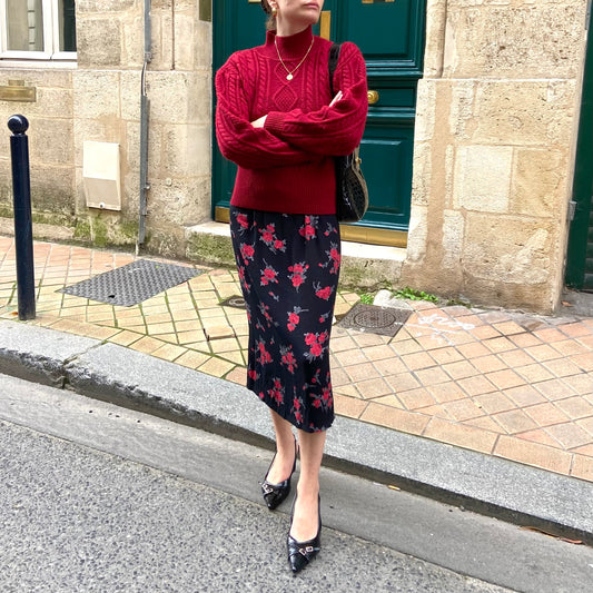 Floral print midi skirt