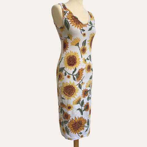 Robe midi imprimé tournesols