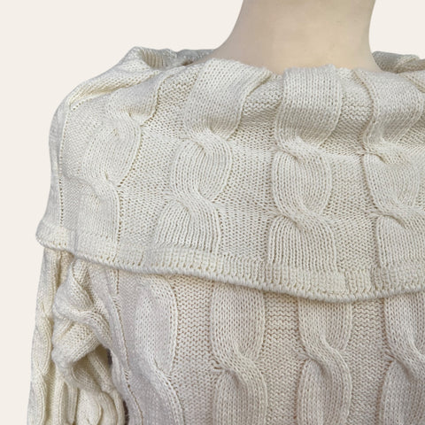 Cable-knit sweater with drop neck