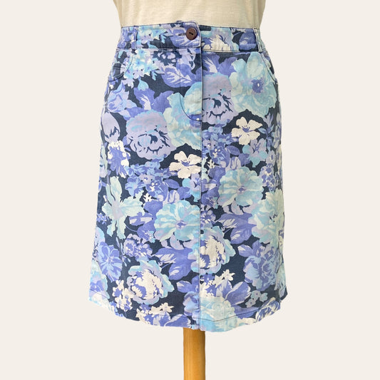 Jupe denim imprimé floral