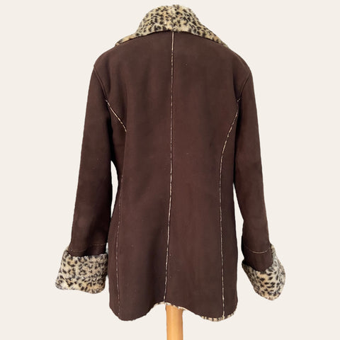 Leopard print fur coat