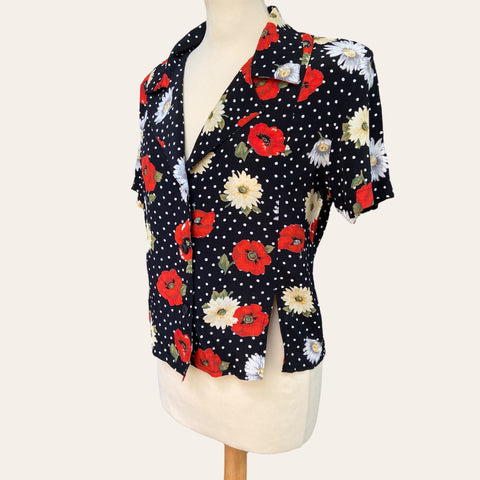 Blouse à pois et fleurs