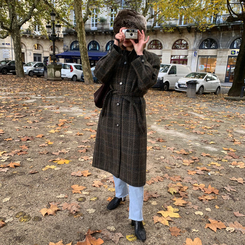 Manteau lainé à carreaux