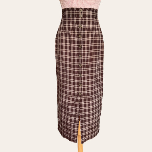 Plaid buttoned skirt