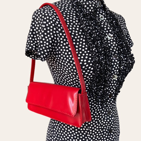 Sac type baguette rouge vernis